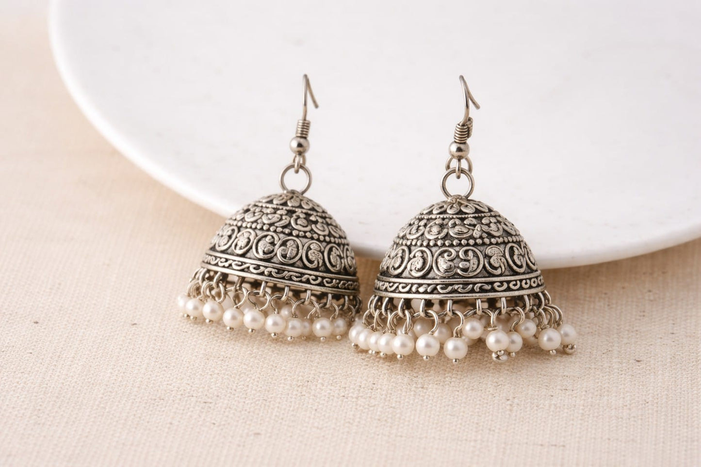 Noor-e-Zareen – Premium Silver Jhumka