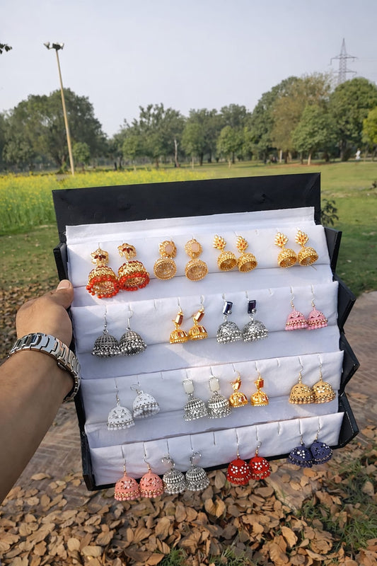 Adornae Luxe Box - 16 Jhumkas With Premium Box
